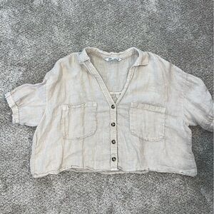 Zara Beige Linen Shirt